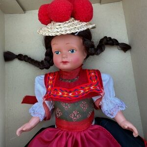 German GURA Gutach Black Forest Doll Braids West Germany Bavaria Vintage Antique